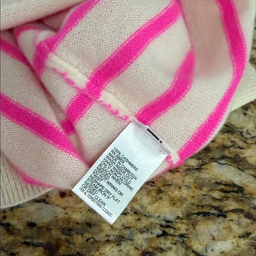 Antonio Melani Cashmere Sweater Cameron Ivory Pink Stripe Crewneck XL